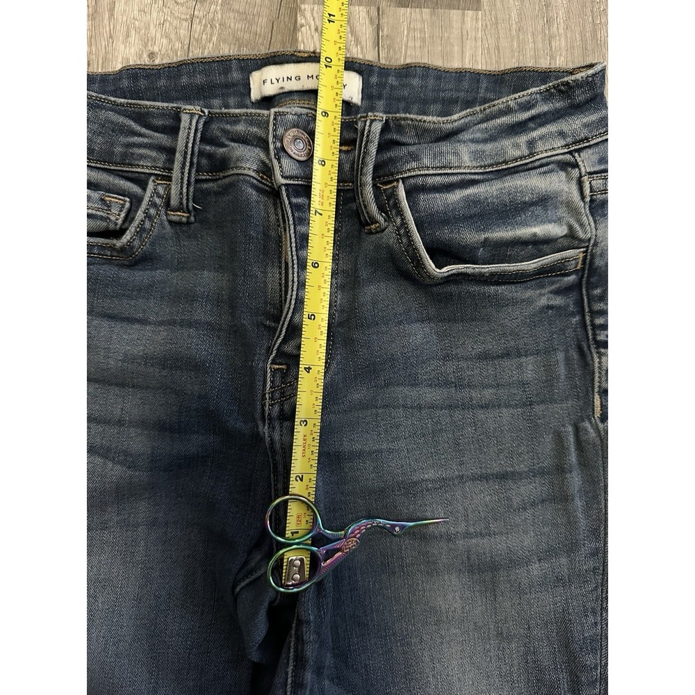Flying Monkey Women's Jeans 26 Blue Distressed Stretch Mid Rise Fray Hem‎ Skinny - Picture 7 of 12